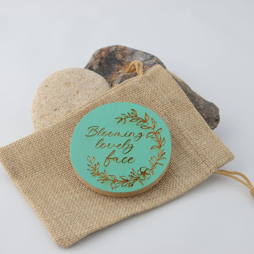 Bamboo Pocket Mirror - Blooming lovley face