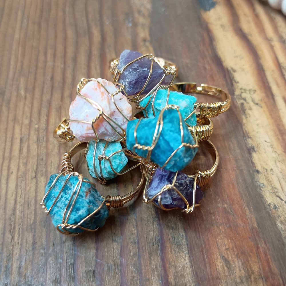 Adjustable Rough Freeform Natural Stone Ring
