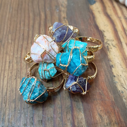 Adjustable Rough Freeform Natural Stone Ring