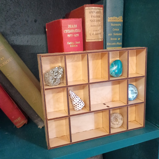 Wooden Printer's Tray - Curio & Trinket Display Shelf