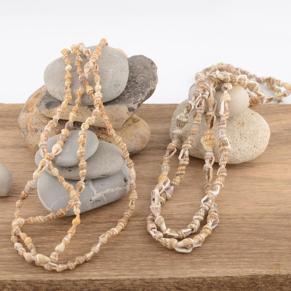 Vintage Seashell Necklace Extra long 56 inches - Archive Find