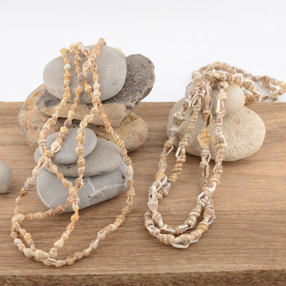Vintage Seashell Necklace Extra long 56 inches - Archive Find