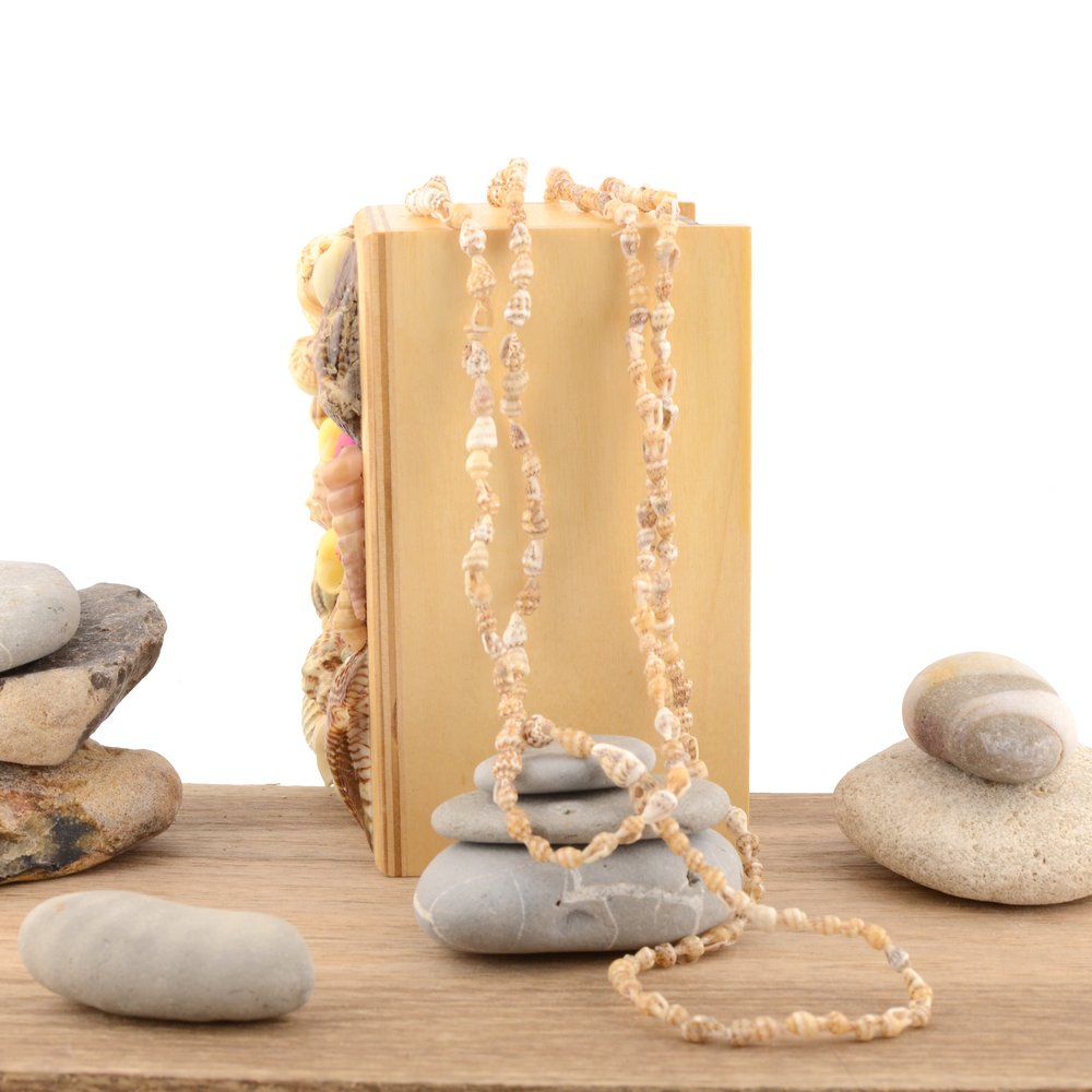 Vintage Seashell Necklace Extra long 56 inches - Archive Find
