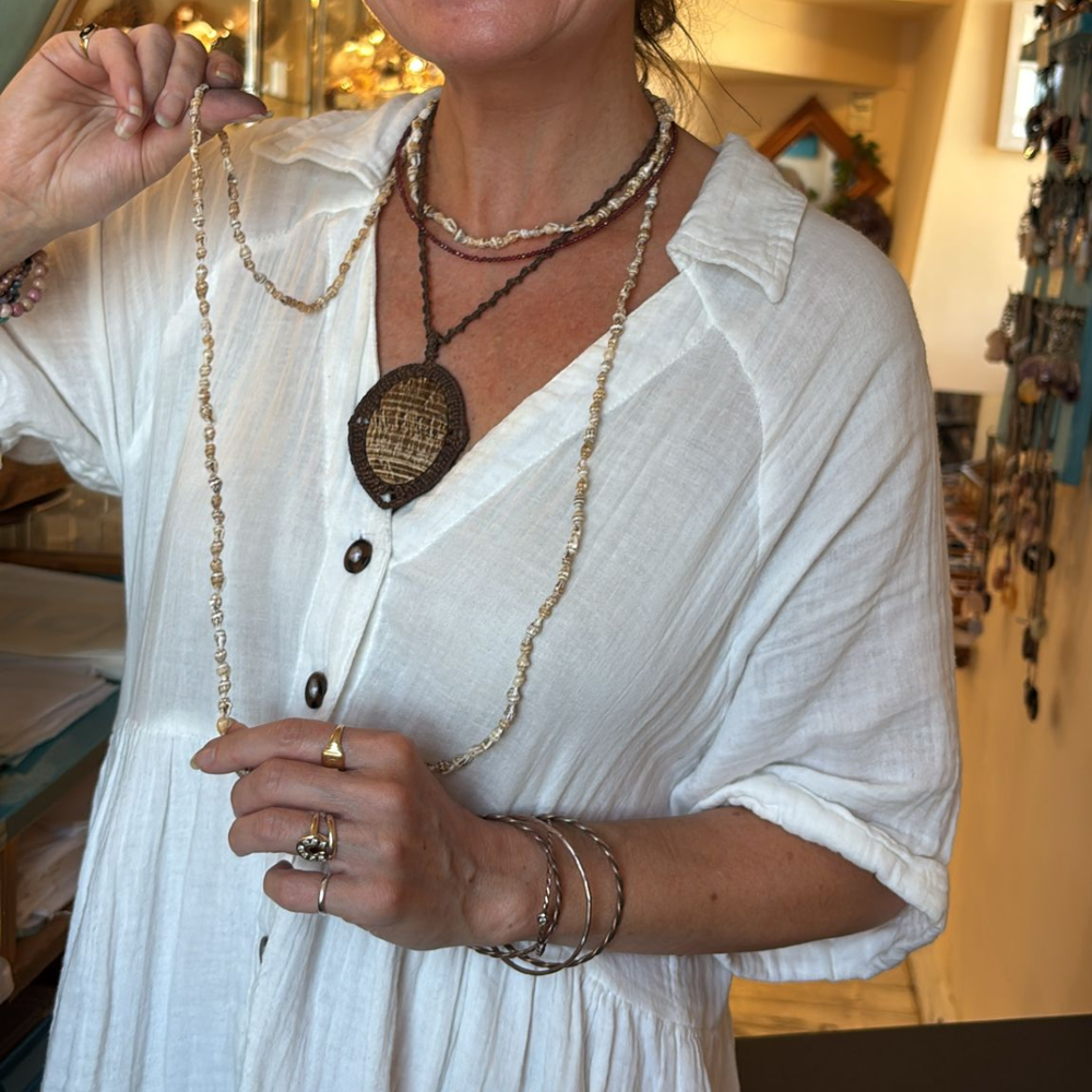 Vintage Seashell Necklace Extra long 56 inches - Archive Find