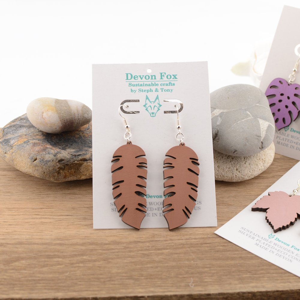 Tropical leaf earrings