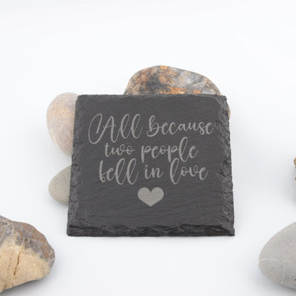 Love and Home Slogan Slate Coaster