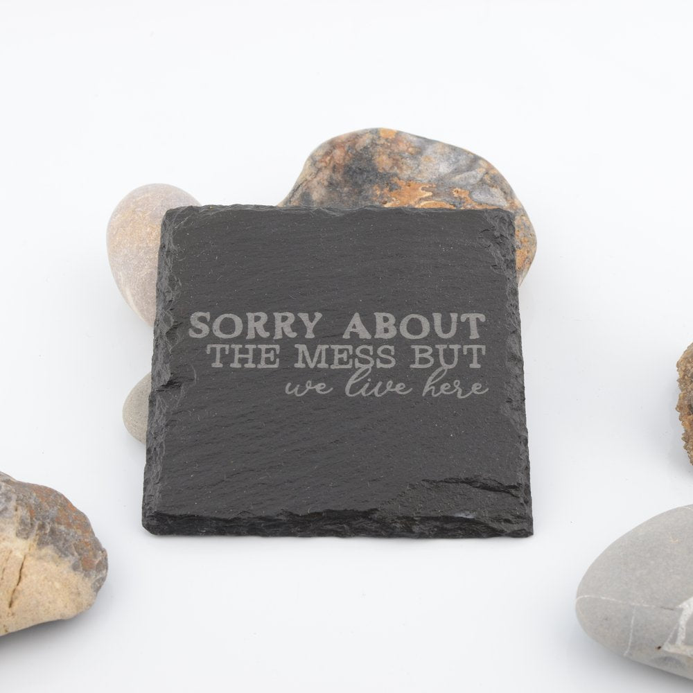 Love and Home Slogan Slate Coaster