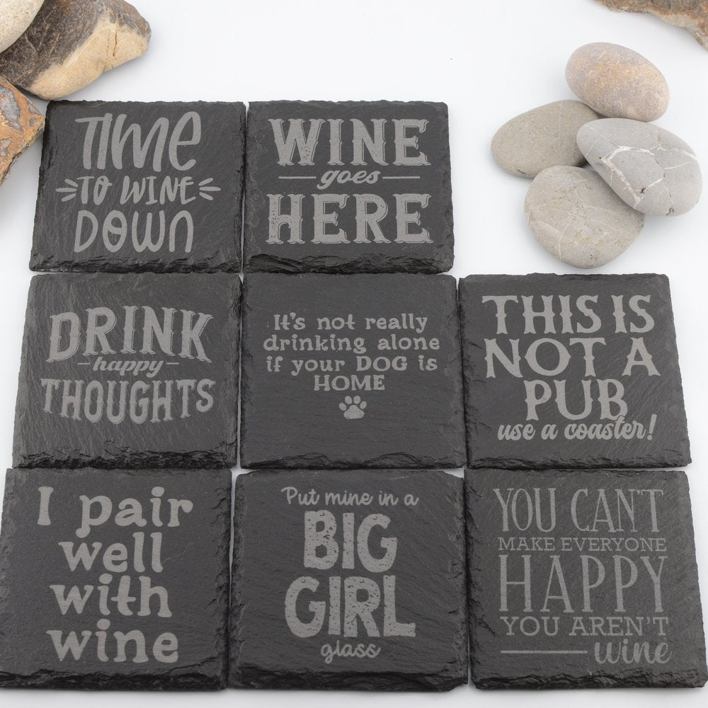 Wine Slogan Slate Coaster