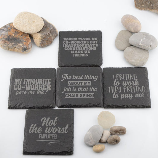 Work Mate Slogan Slate Coasters